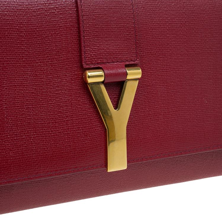 Pre Owned Saint Laurent Paris Red Leather Large Chyc Clutch
