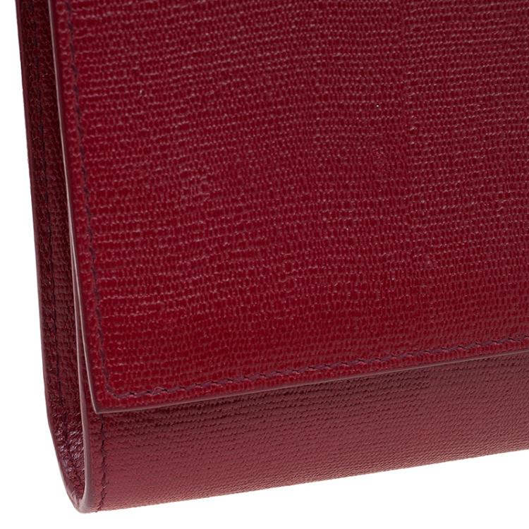 Pre Owned Saint Laurent Paris Red Leather Large Chyc Clutch