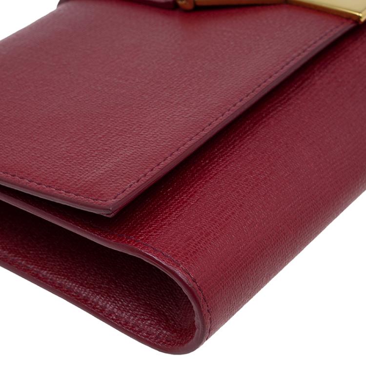 Pre Owned Saint Laurent Paris Red Leather Large Chyc Clutch