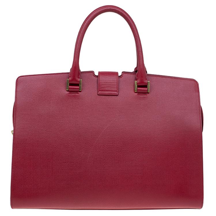 Pre Owned Saint Laurent Paris Red Leather Medium Cabas Chyc Tote