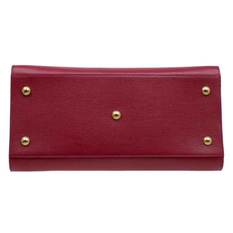 Pre Owned Saint Laurent Paris Red Leather Medium Cabas Chyc Tote