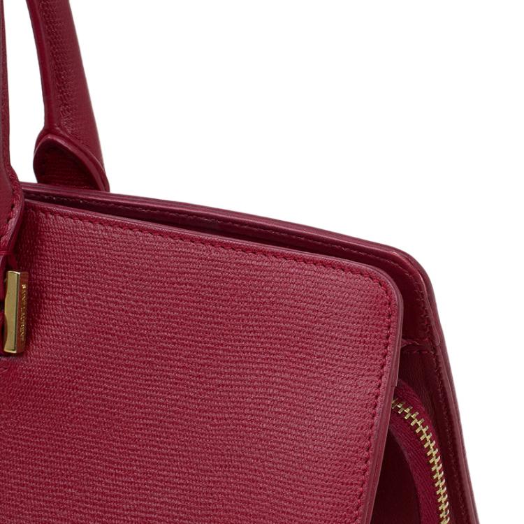Pre Owned Saint Laurent Paris Red Leather Medium Cabas Chyc Tote