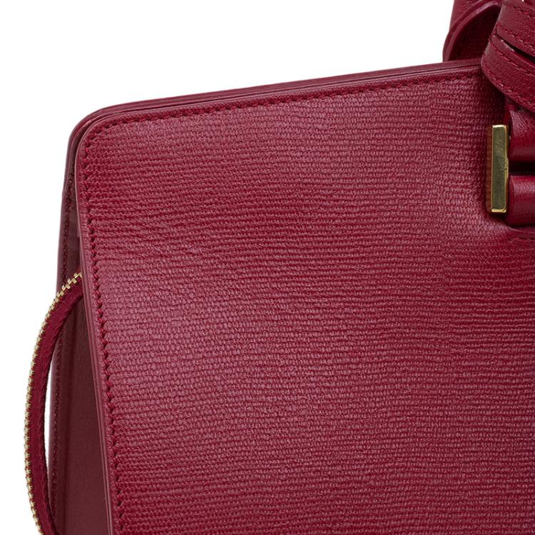 Pre Owned Saint Laurent Paris Red Leather Medium Cabas Chyc Tote