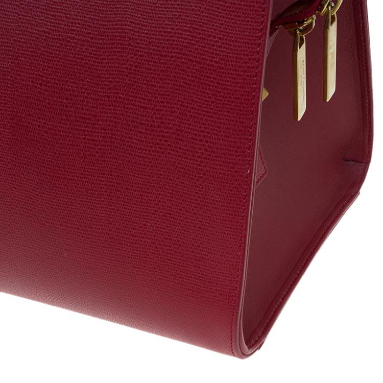 Pre Owned Saint Laurent Paris Red Leather Medium Cabas Chyc Tote