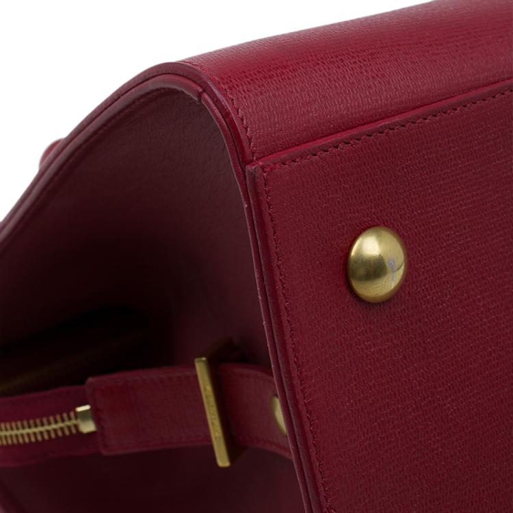 Pre Owned Saint Laurent Paris Red Leather Medium Cabas Chyc Tote