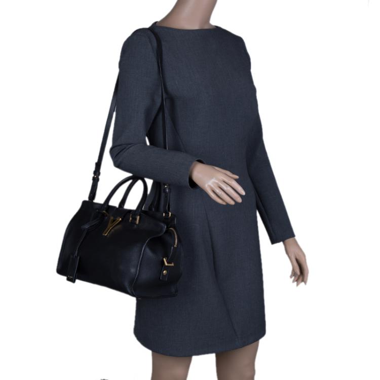 Pre Owned Saint Laurent Paris Black Leather Mini Cabas Chyc Tote