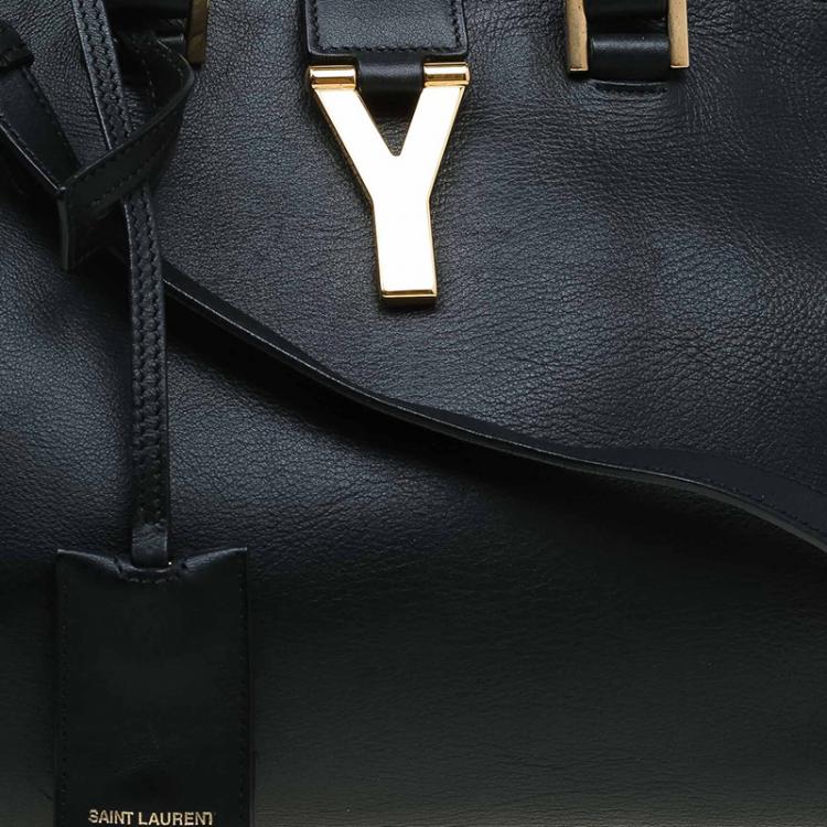 Pre Owned Saint Laurent Paris Black Leather Mini Cabas Chyc Tote