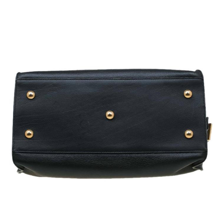 Pre Owned Saint Laurent Paris Black Leather Mini Cabas Chyc Tote