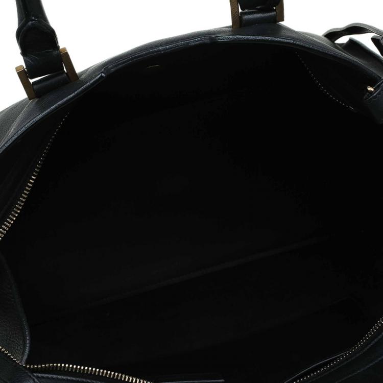 Pre Owned Saint Laurent Paris Black Leather Mini Cabas Chyc Tote