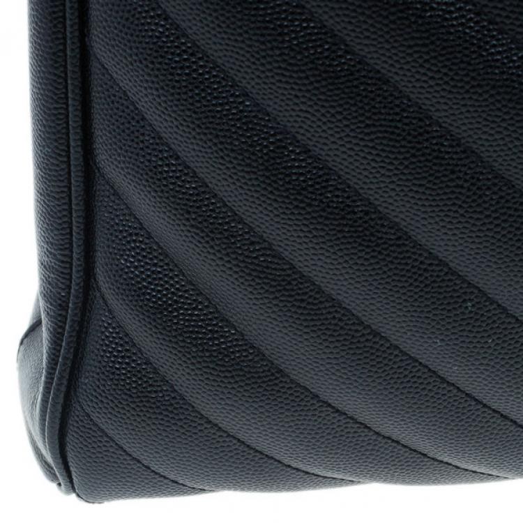 Pre Owned Saint Laurent Paris Black Matelasse Leather Cassandre Shopper Tote