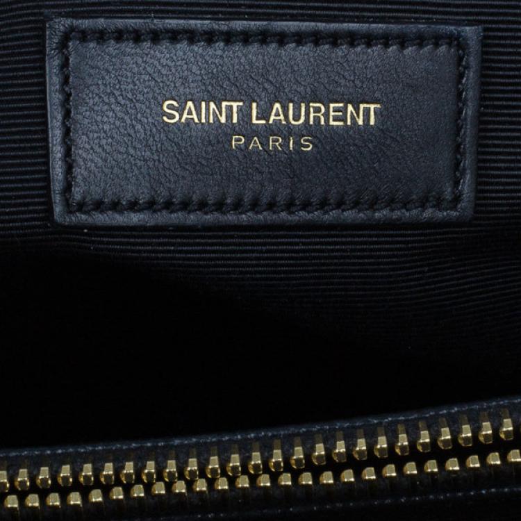 Pre Owned Saint Laurent Paris Black Matelasse Leather Cassandre Shopper Tote
