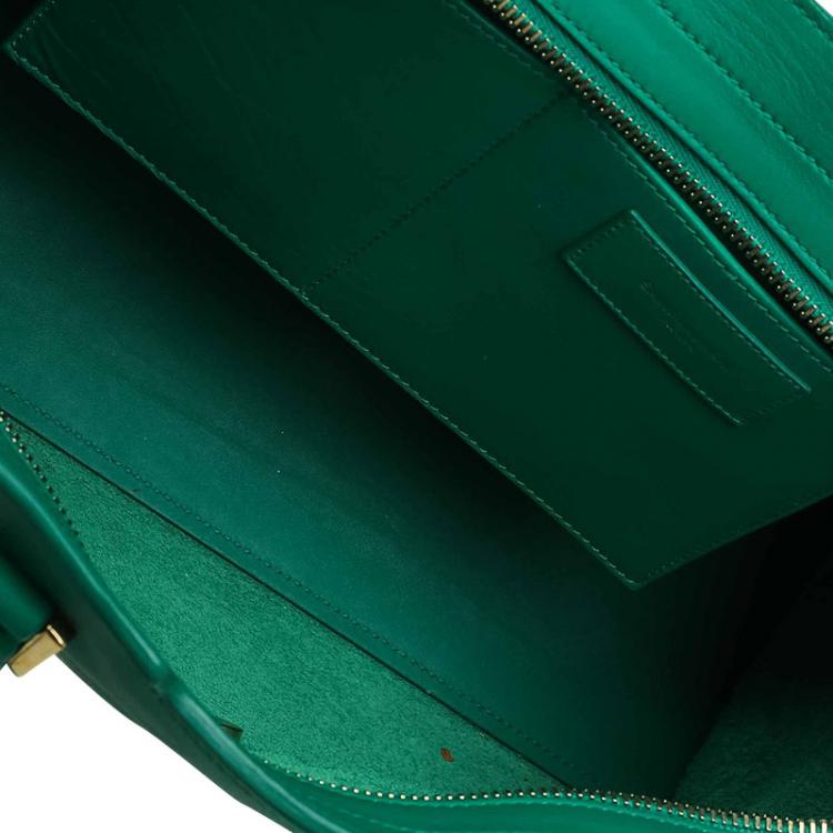 Pre Owned Saint Laurent Paris Green Leather Small Ligne Y Cabas Tote