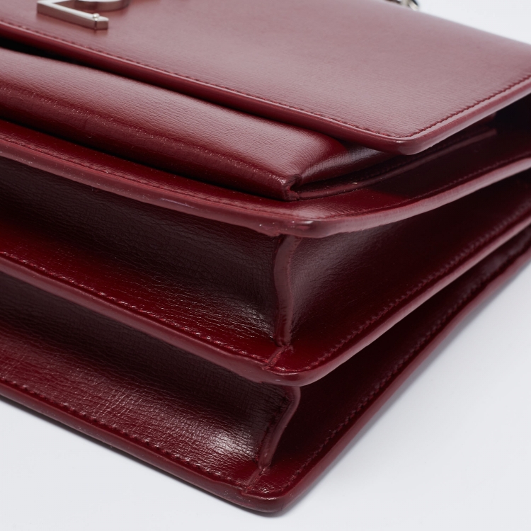 Pre Owned Saint Laurent Red Leather Medium Sunset Shoulder Bag