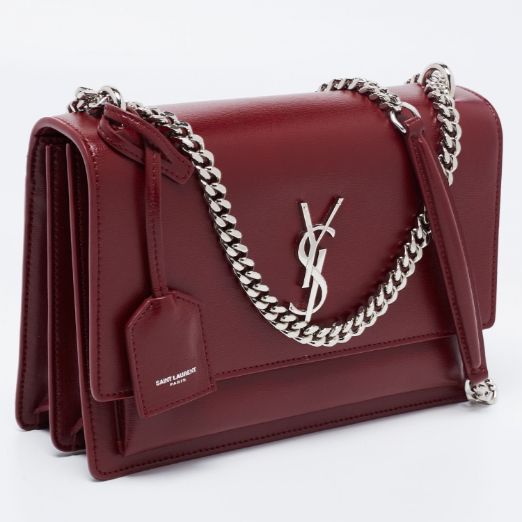 Pre Owned Saint Laurent Red Leather Medium Sunset Shoulder Bag