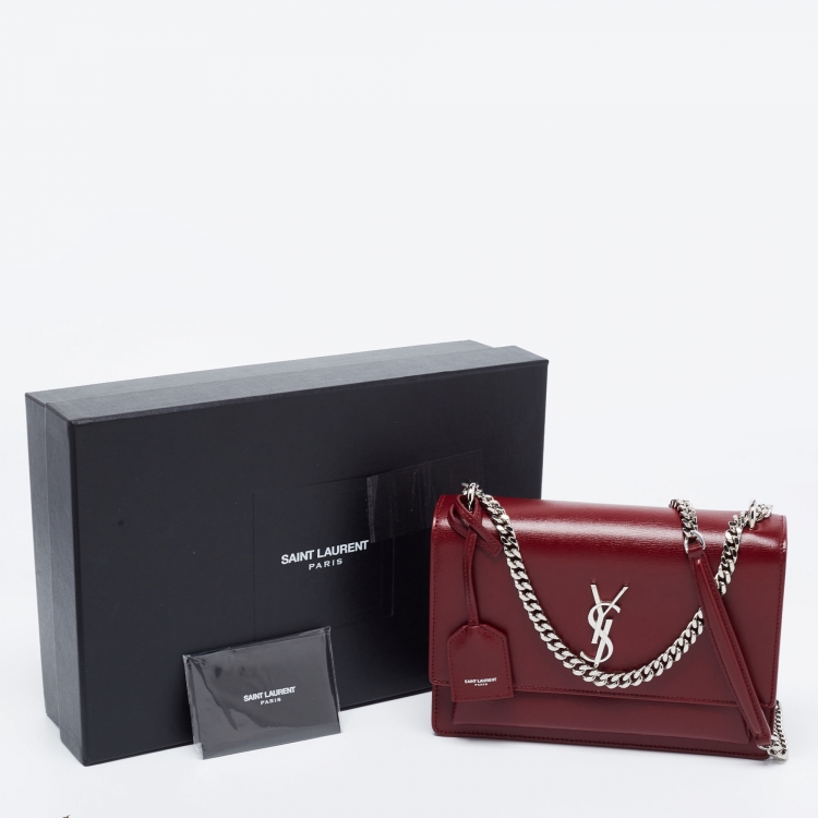 Pre Owned Saint Laurent Red Leather Medium Sunset Shoulder Bag
