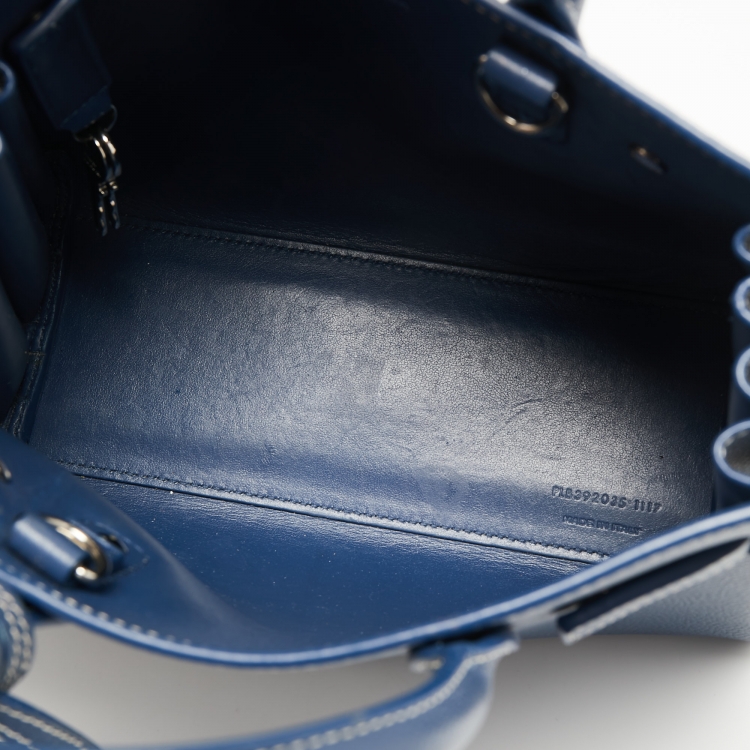 Pre Owned Saint Laurent Navy Blue Leather Nano Classic Sac De Jour Tote