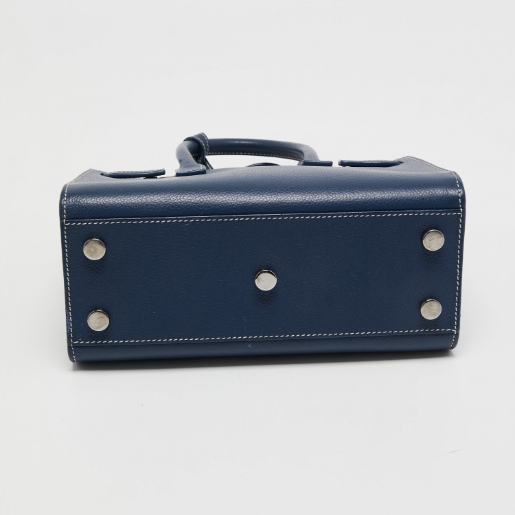 Pre Owned Saint Laurent Navy Blue Leather Nano Classic Sac De Jour Tote