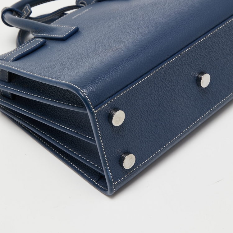 Pre Owned Saint Laurent Navy Blue Leather Nano Classic Sac De Jour Tote