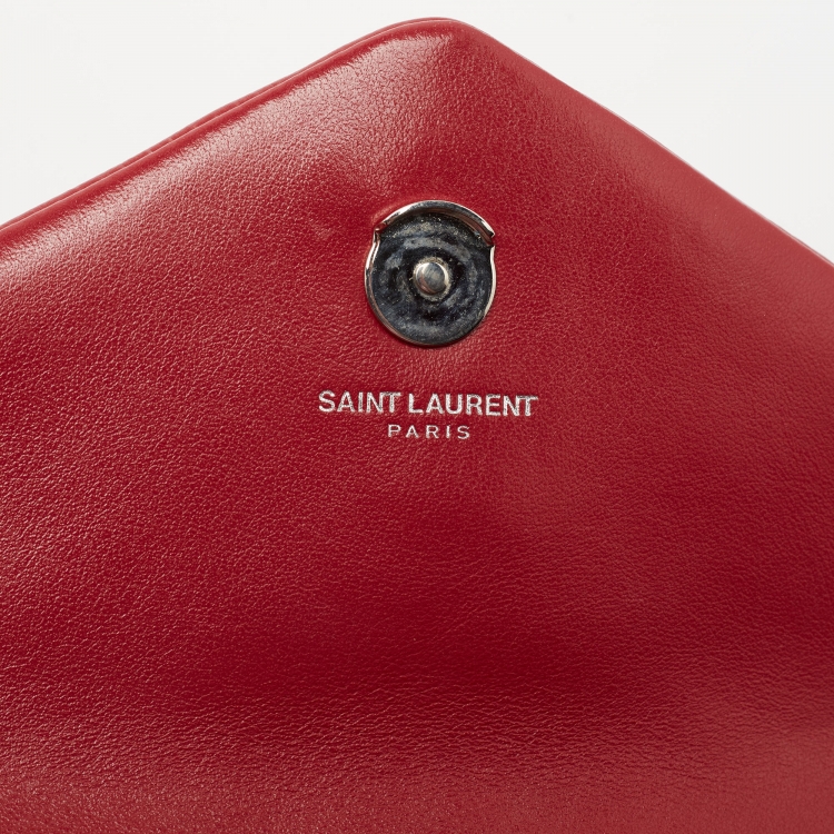 Pre Owned Saint Laurent Red Matelasse Leather Toy Loulou Shoulder Bag
