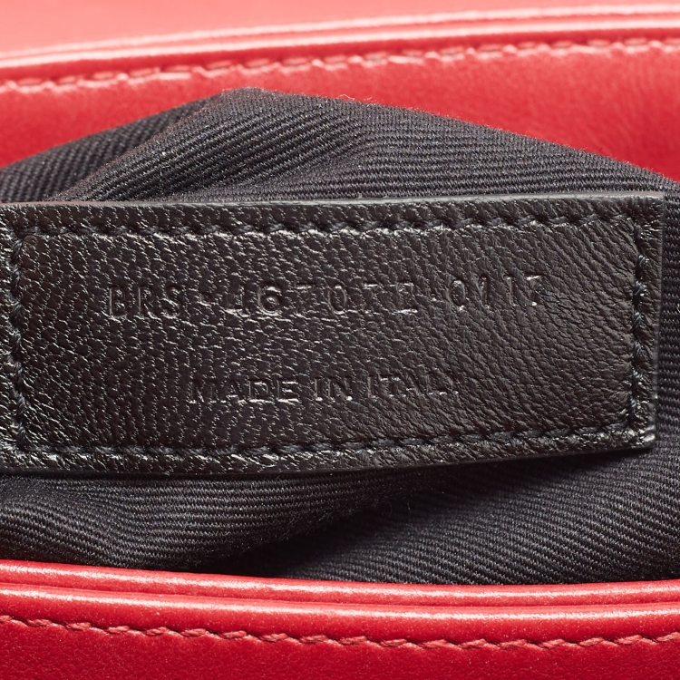 Pre Owned Saint Laurent Red Matelasse Leather Toy Loulou Shoulder Bag
