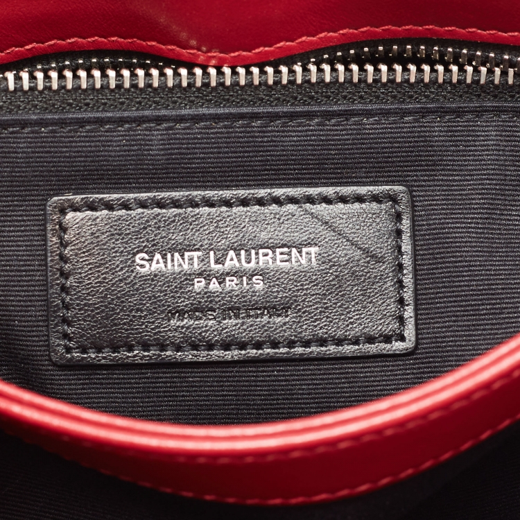 Pre Owned Saint Laurent Red Matelasse Leather Toy Loulou Shoulder Bag