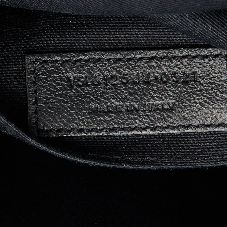 Pre Owned Saint Laurent Grey Matelassé Leather Medium Monogram Lou Camera Crossbody Bag