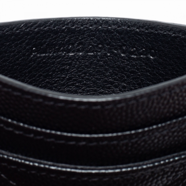 Pre Owned Saint Laurent Black Matelassé Leather Cassandre Card Holder
