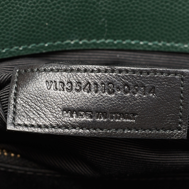 Pre Owned Saint Laurent Dark Green Matelassé Leather Large Cassandre Flap Bag
