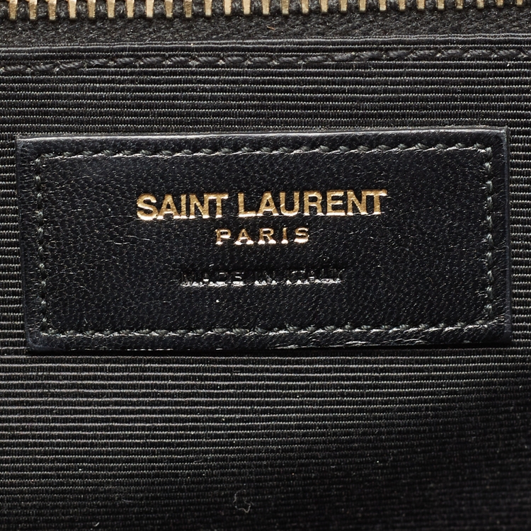 Pre Owned Saint Laurent Dark Green Matelassé Leather Large Cassandre Flap Bag
