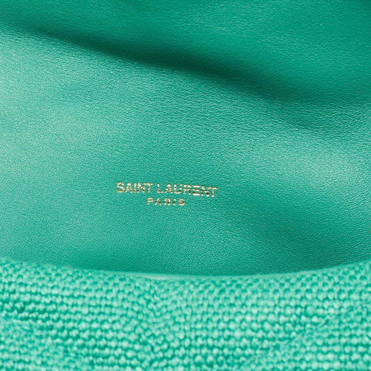 Pre Owned Saint Laurent Green Fabric Mini Puffer Toy Flap Bag