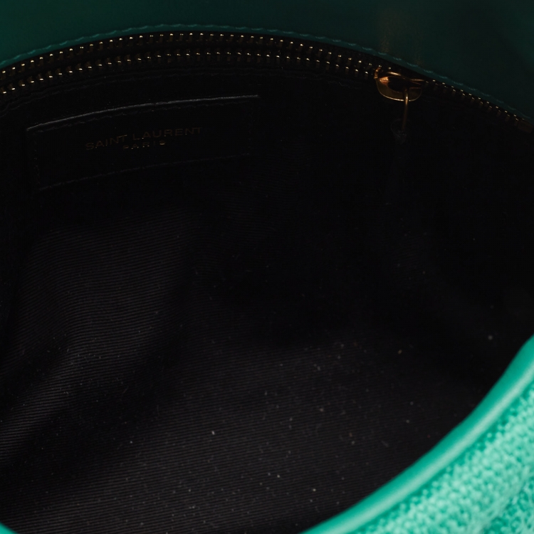 Pre Owned Saint Laurent Green Fabric Mini Puffer Toy Flap Bag
