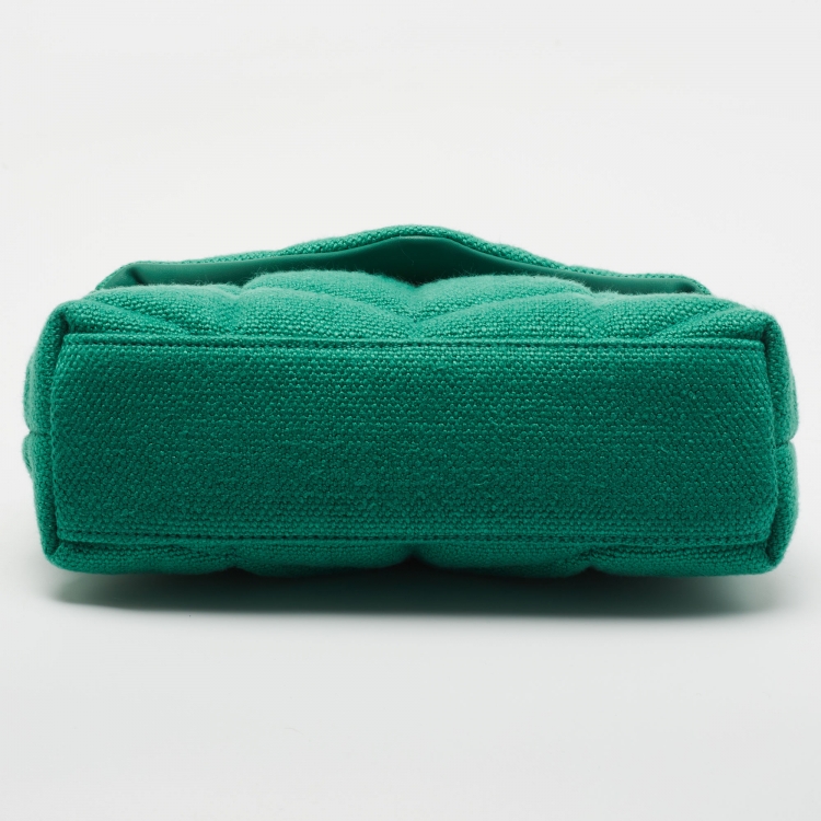 Pre Owned Saint Laurent Green Fabric Mini Puffer Toy Flap Bag