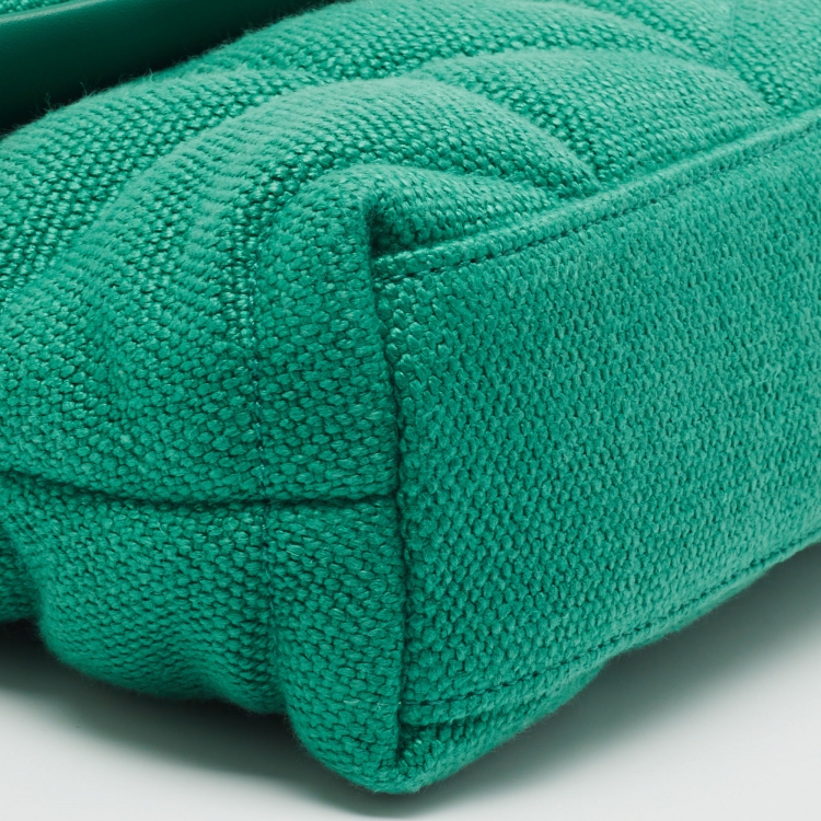Pre Owned Saint Laurent Green Fabric Mini Puffer Toy Flap Bag