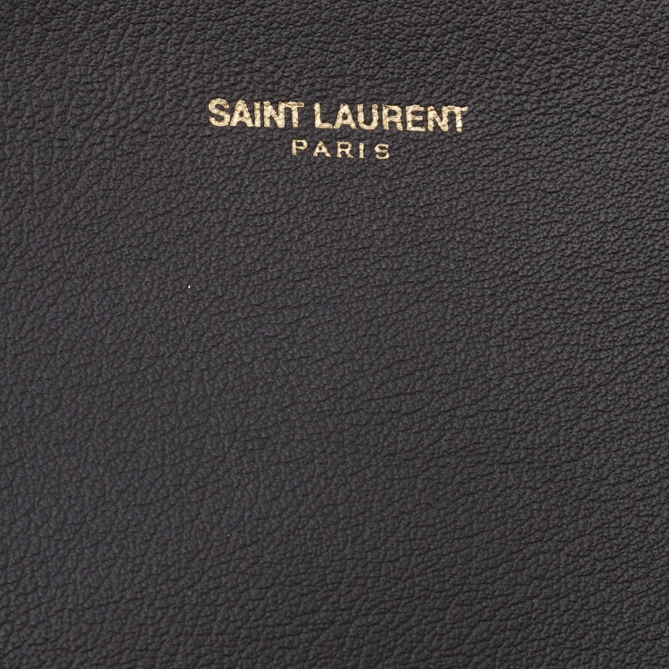 Pre Owned Saint Laurent Dark Grey Leather E/W Shopper Tote