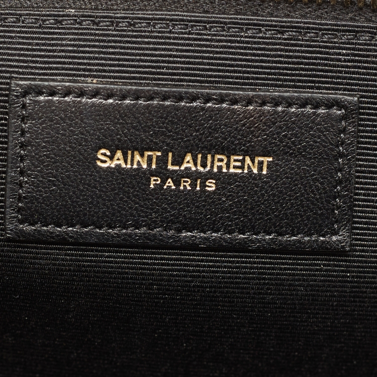 Pre Owned Saint Laurent Black Matelasse Leather Large Monogram Envelope Shoulder Bag