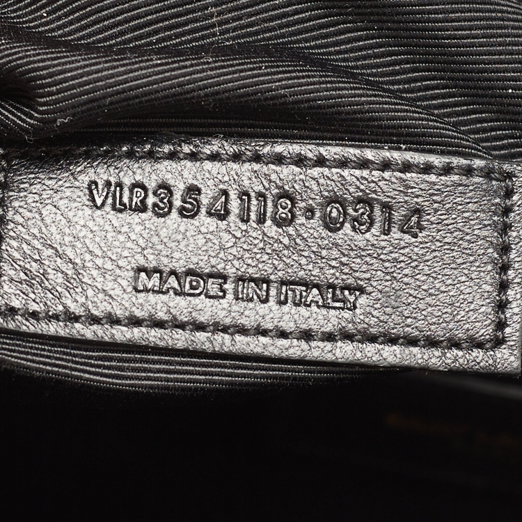 Pre Owned Saint Laurent Black Matelasse Leather Large Monogram Envelope Shoulder Bag