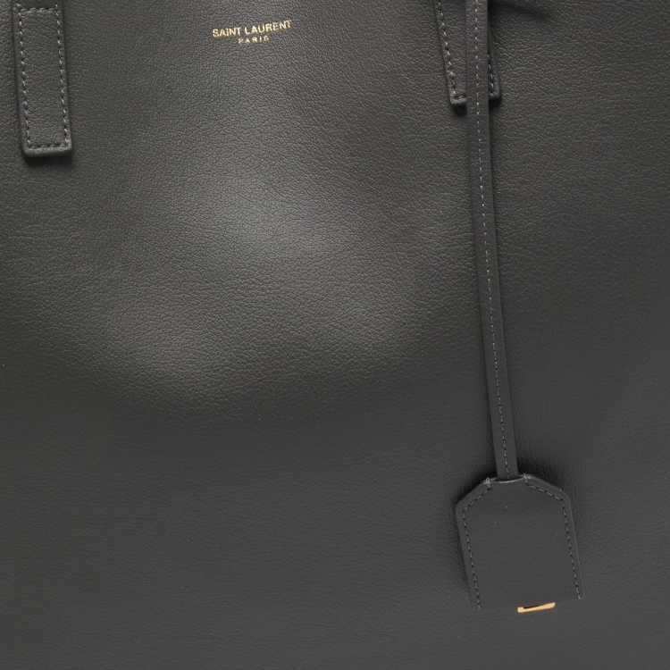 Pre Owned Saint Laurent Dark Grey Leather E/W Shopper Tote