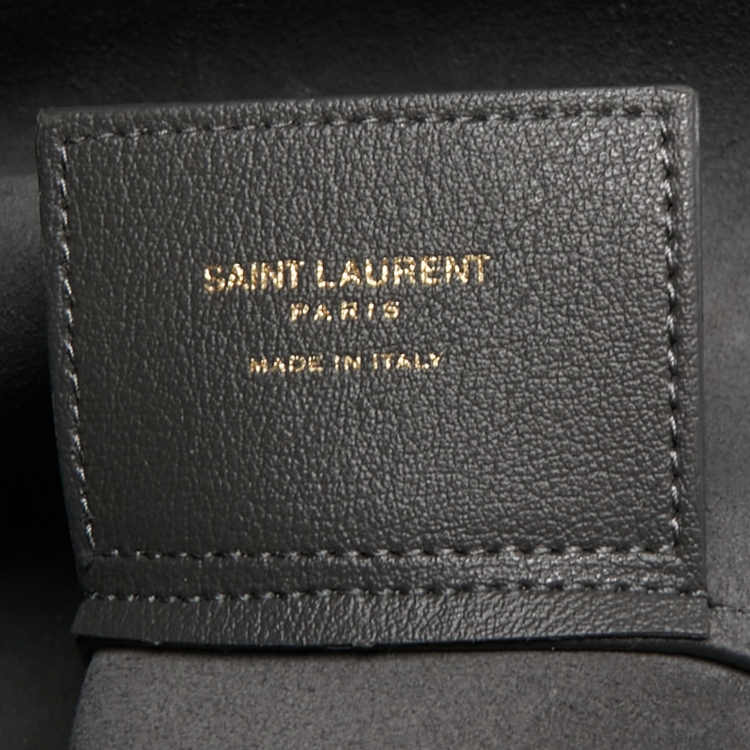 Pre Owned Saint Laurent Dark Grey Leather E/W Shopper Tote