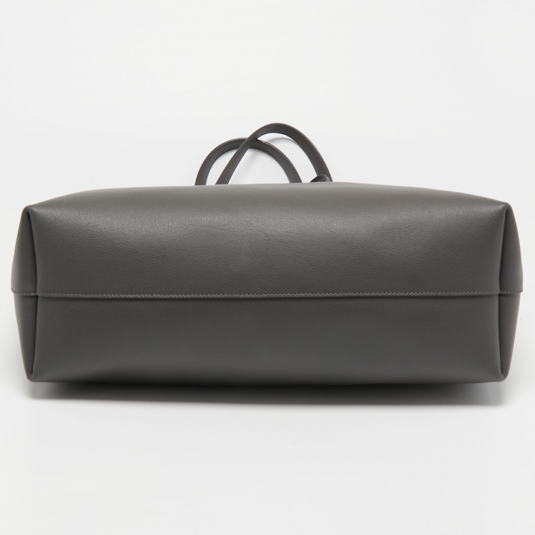 Pre Owned Saint Laurent Dark Grey Leather E/W Shopper Tote