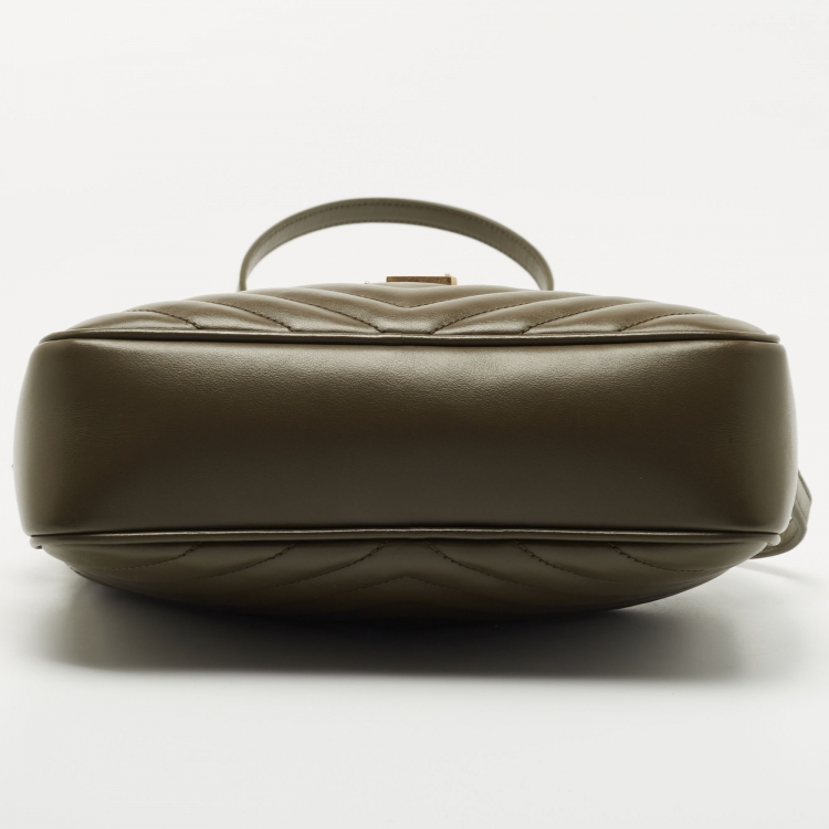 مملوكة مسبقًا Saint Laurent Olive Green Matelassé Leather Lou Camera Crossbody Bag