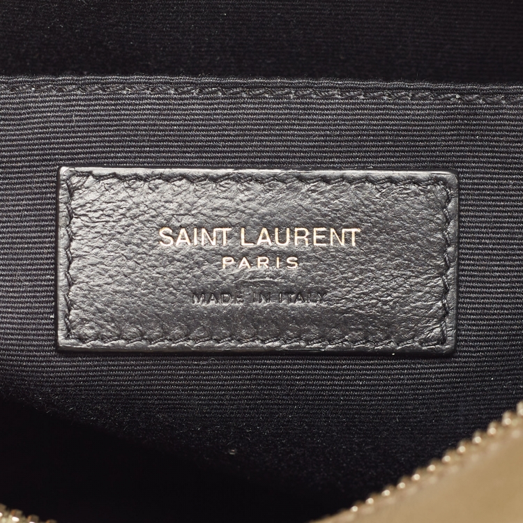 مملوكة مسبقًا Saint Laurent Olive Green Matelassé Leather Lou Camera Crossbody Bag