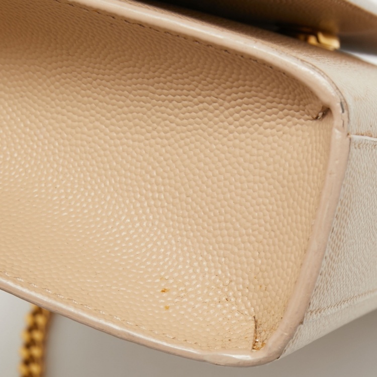 مملوكة مسبقًا Saint Laurent Beige Leather Monogram Kate Chain Shoulder Bag