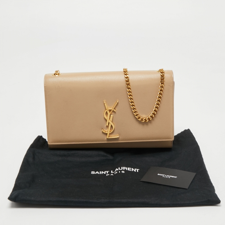 مملوكة مسبقًا Saint Laurent Beige Leather Monogram Kate Chain Shoulder Bag