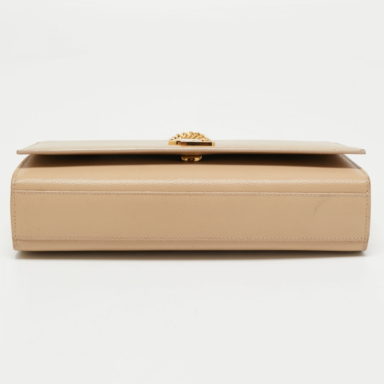 مملوكة مسبقًا Saint Laurent Beige Leather Monogram Kate Chain Shoulder Bag