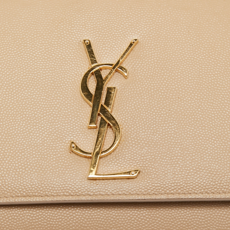 مملوكة مسبقًا Saint Laurent Beige Leather Monogram Kate Chain Shoulder Bag