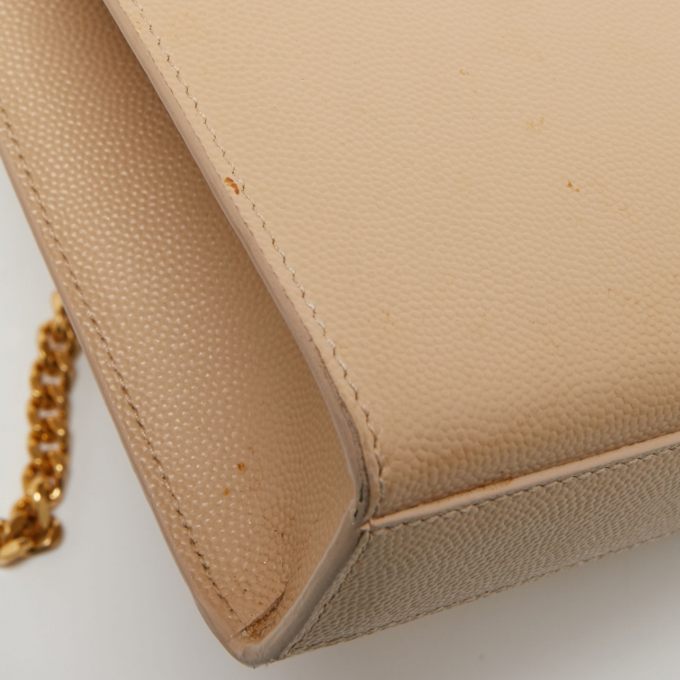 مملوكة مسبقًا Saint Laurent Beige Leather Monogram Kate Chain Shoulder Bag