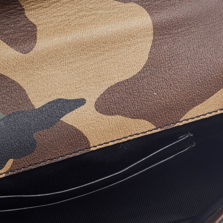 Pre Owned Saint Laurent Multicolor Camouflage Print Leather Mini College Top Handle Bag