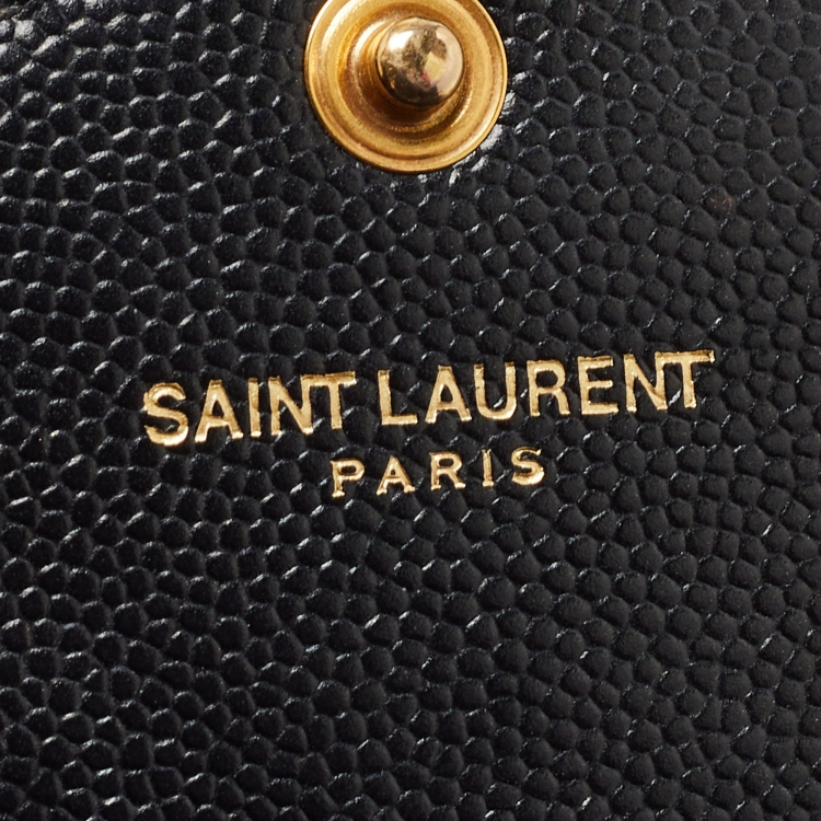 Pre Owned Saint Laurent Matelasse Leather Monogram Envelope Wallet on Chain