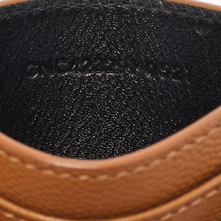 مملوكة مسبقًا Saint Laurent Tan Matelassé Leather Monogram Card Holder 