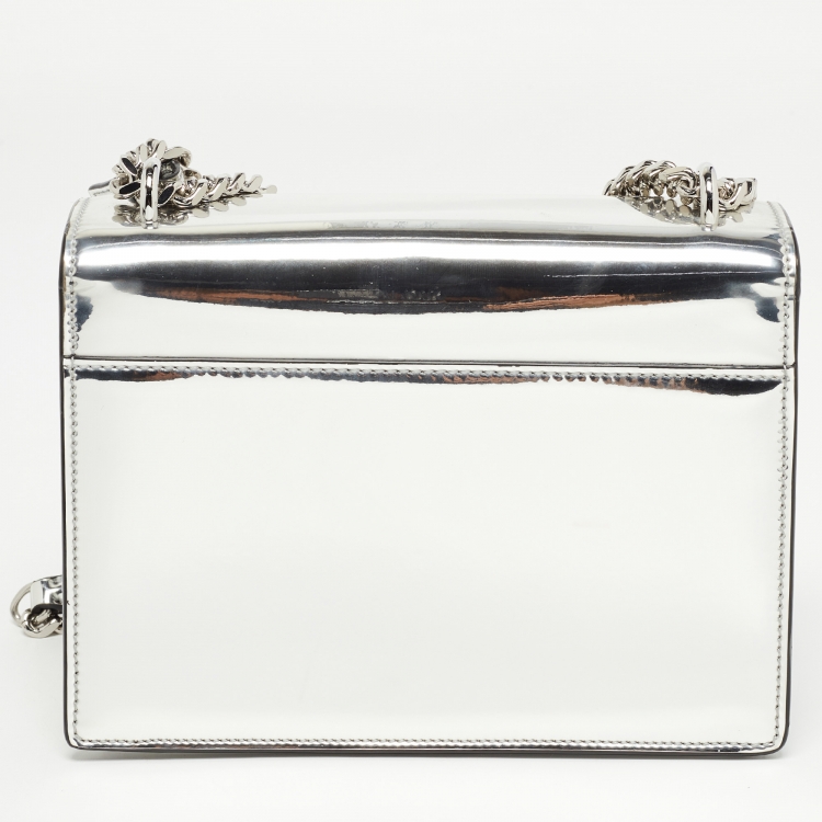 Pre Owned Saint Laurent Silver Mirrored Leather Sunset Shoulder Bag